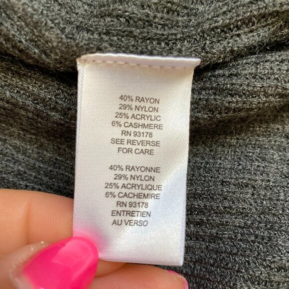 T Tahari Bnwot Ribbed Gray Open Cardigan New Front Pockets Cashmere - Picture 8 of 9